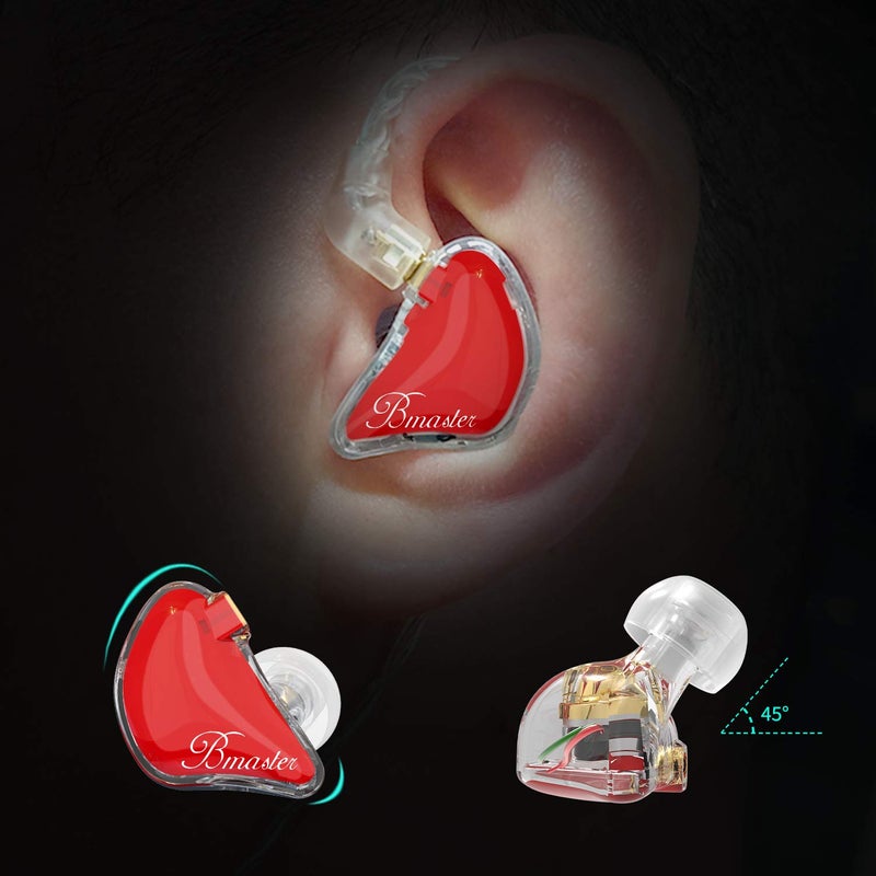 BASN Bmaster in Ear Monitor Musician Headphones Triple Drivers Dynamic Earbuds Sound Isolating Earphones with Two Detachable Audio & Mic Cables (Red) - Image 2